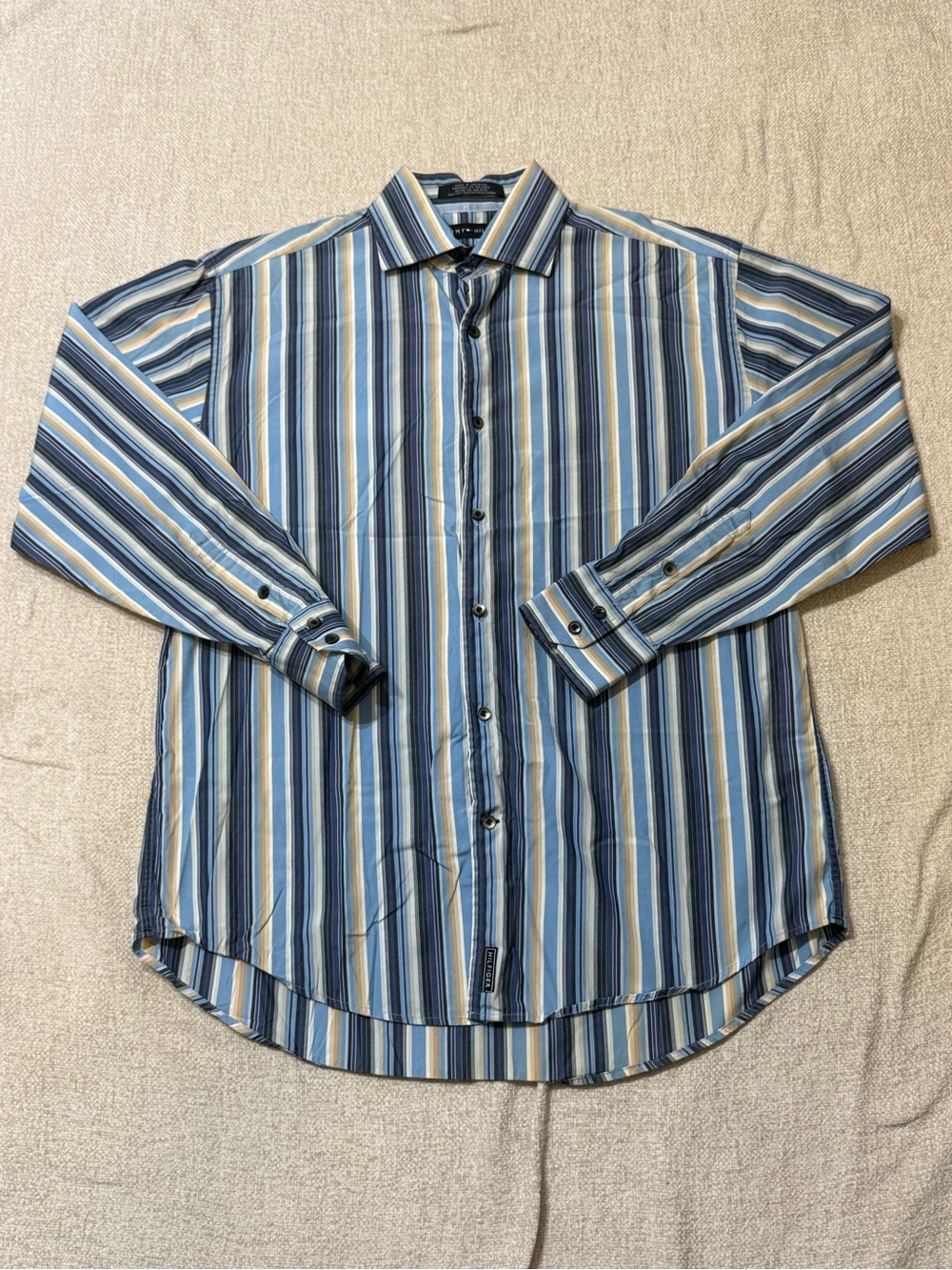Vintage 90s Tommy Hilfiger Striped Shirt M Preppy Y2K Old Money Cotton